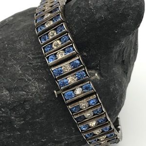 Rare Vintage 1930’s Leach and Miller Co. Sterling Art Deco Glass Bracelet